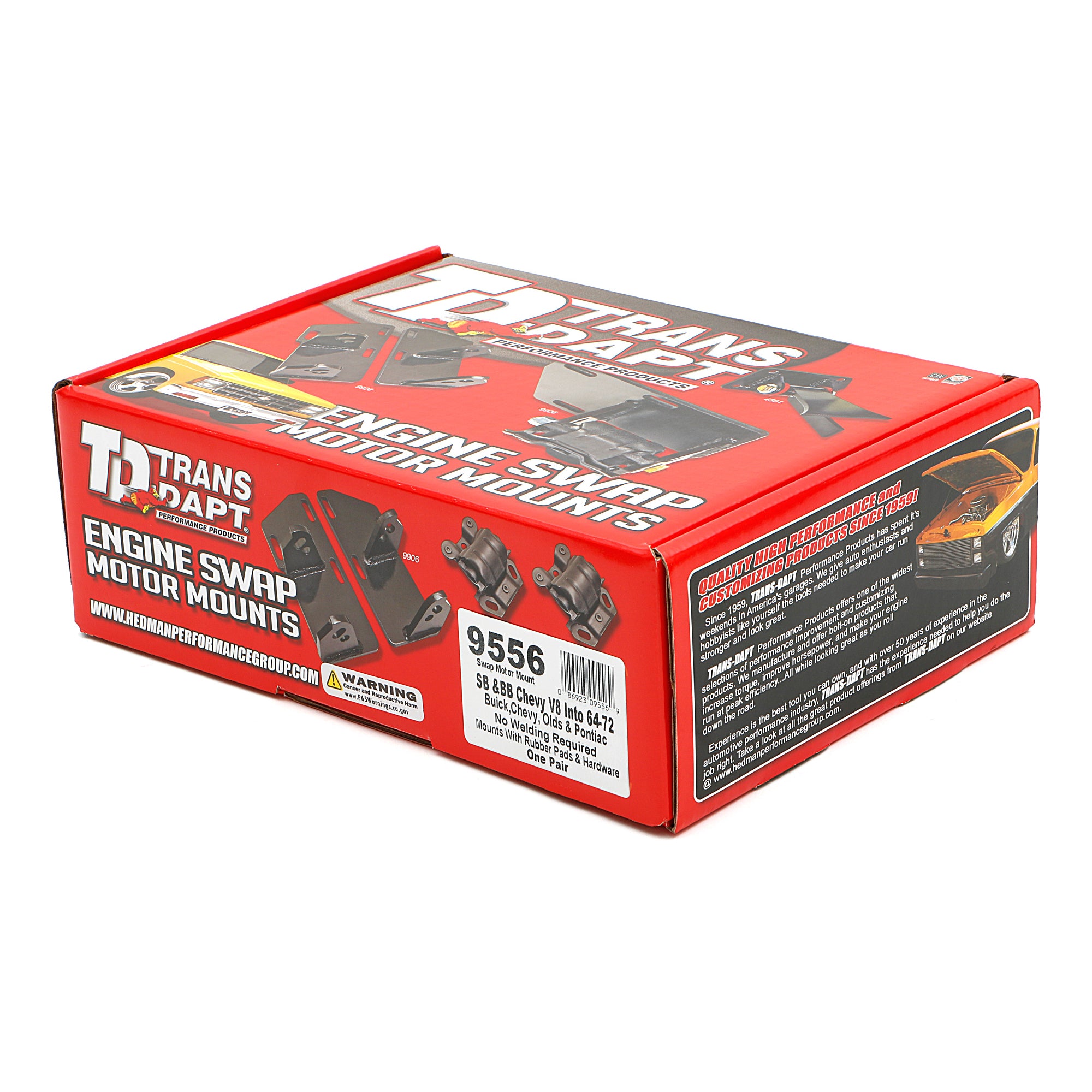 Trans-Dapt Motor Mount Adapter - Steel - Black Paint - Chevy V8