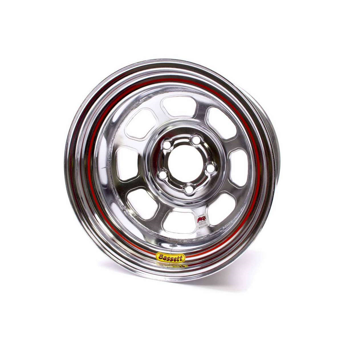 Bassett IMCA D-Hole Wheel - 15" x 8" - 5 x 4.75" - Chrome - 2" Back Spacing - 19 lbs.