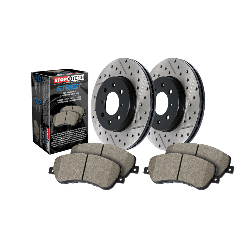 StopTech Premium Front Brake Rotor and Pad Kit - Ceramic Pads - Black Paint - Pontiac G8 2008-09