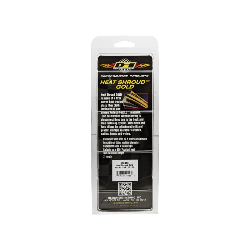 DEI Heat Shroud Gold - 1/2" to 1-1/4" Diameter x 3 ft Long - 0.031" Thick - Gold