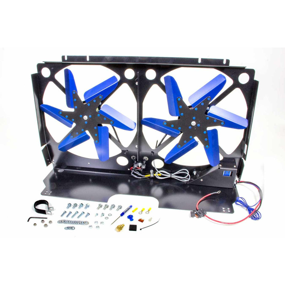 Perma-Cool Cool-Pack Electric Cooling Fan Dual 14" Fan Puller 5900 CFM - Paddle Blade - 34 x 17" Tall