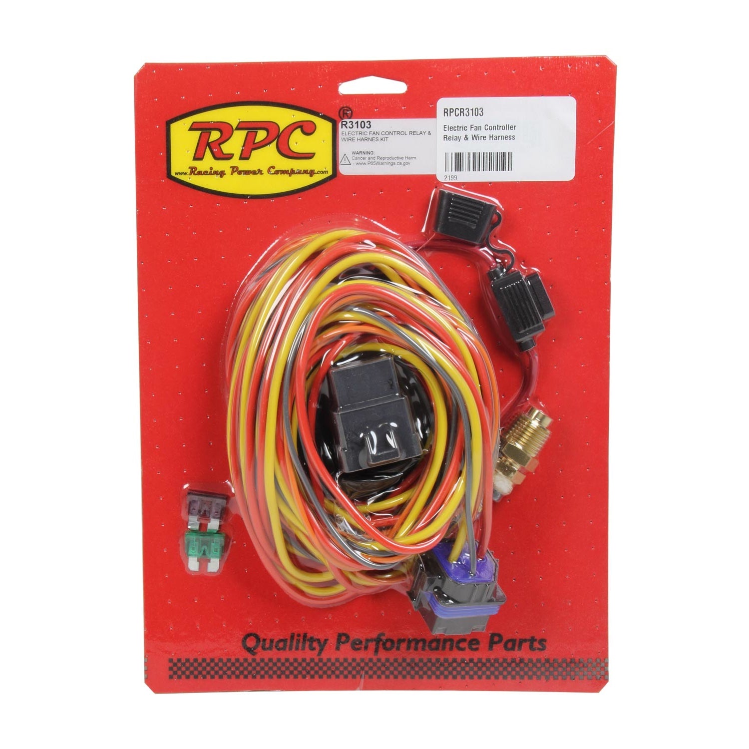 Racing Power Fan Controller - 185 Degree F On - 165 Degree F Off - 1/2 in NPT Thread Temperature Sensor