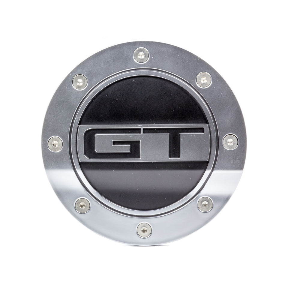 Drake Muscle Cars GT Logo Fuel Door Plastic Silver/Black
