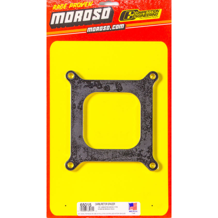 Moroso 1/2" Wood Carburetor Spacer - Single Hole - Fits Standard Holley Carburetors