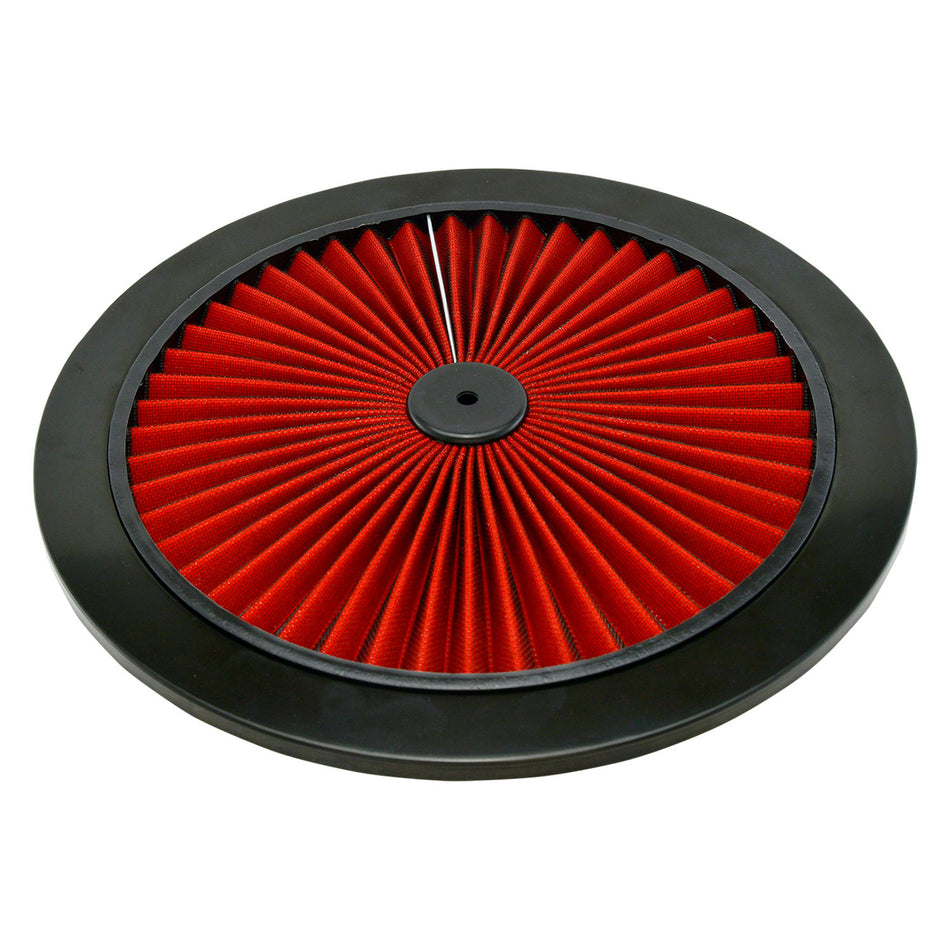 Specialty Products Filtered Air Cleaner Lid - Red Filter - 14 in Round - Black