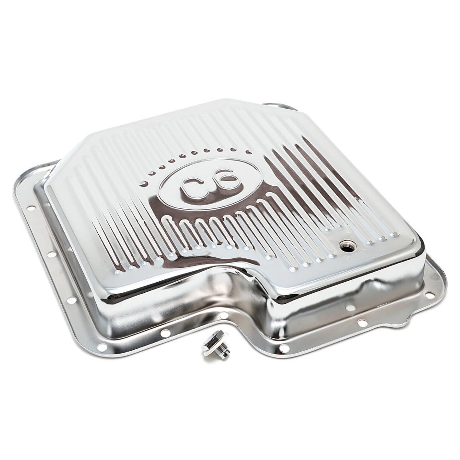 Trans-Dapt Transmission Pan - Finned - Steel - Chrome - C6