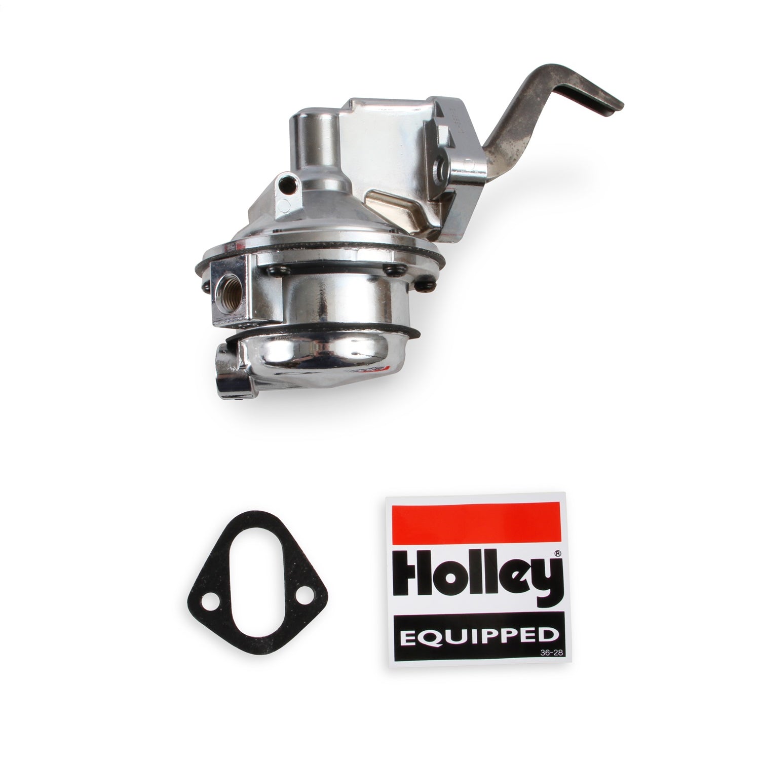 Holley Mechanical Fuel Pump - 110 gph - 6.5-8 psi - 1/4 in NPT Female Inlet / Outlet - Polished - Gas - Pontiac V8