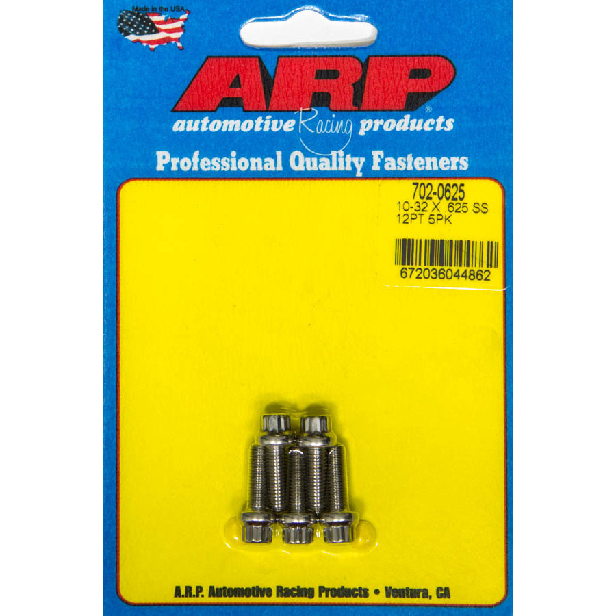 ARP 10-32 Thread Bolt 0.625" Long 1/4" 12 Point Head Stainless - Polished