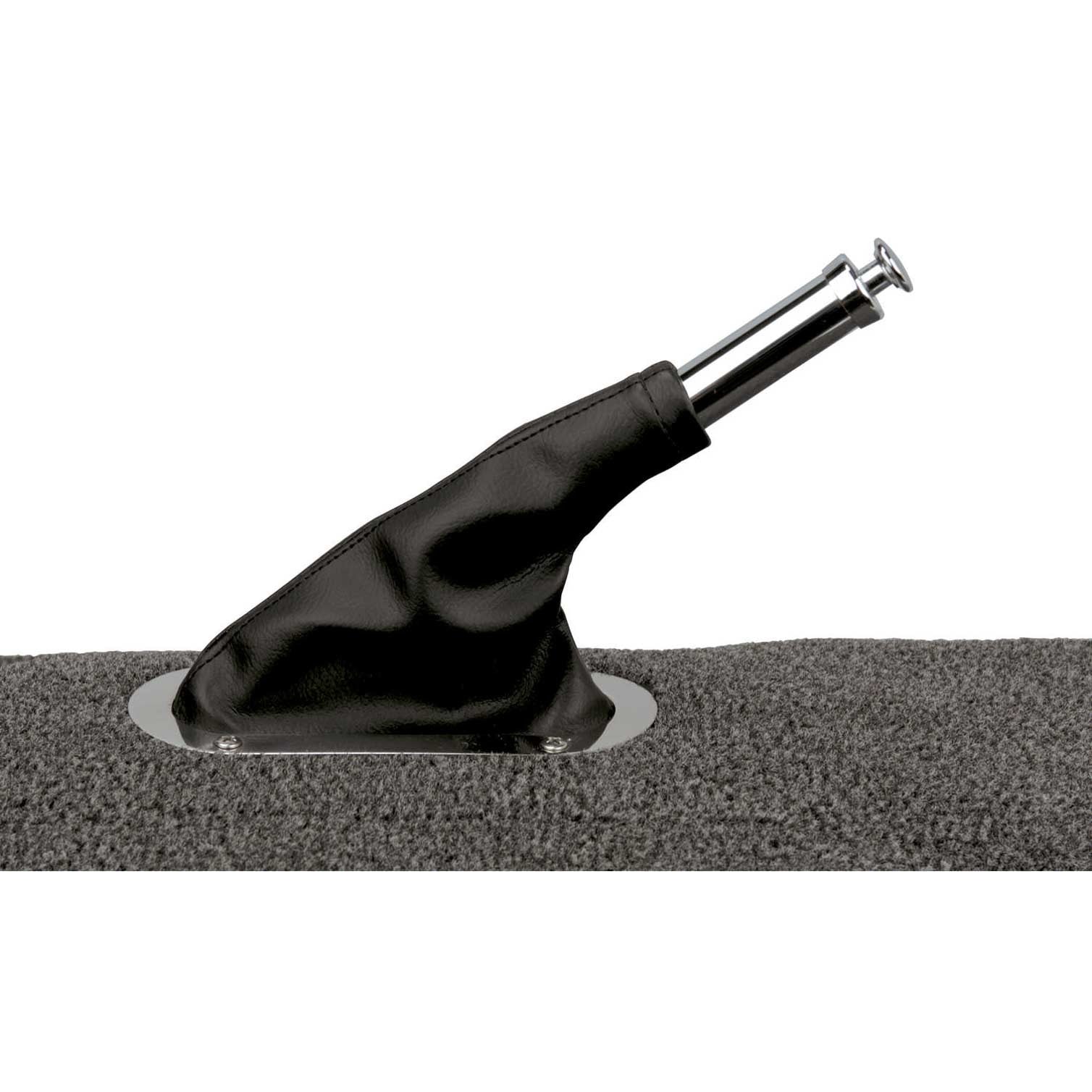 Lokar Floor Mount Parking Brake Boot - Oval Boot - Polished Stainless Ring - Vinyl - Black