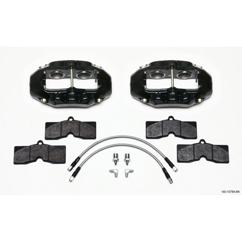 Wilwood D8-4 Front Brake System - 4 Piston Caliper - Pads/Lines/Fittings - Black - Chevy Corvette 1965-82