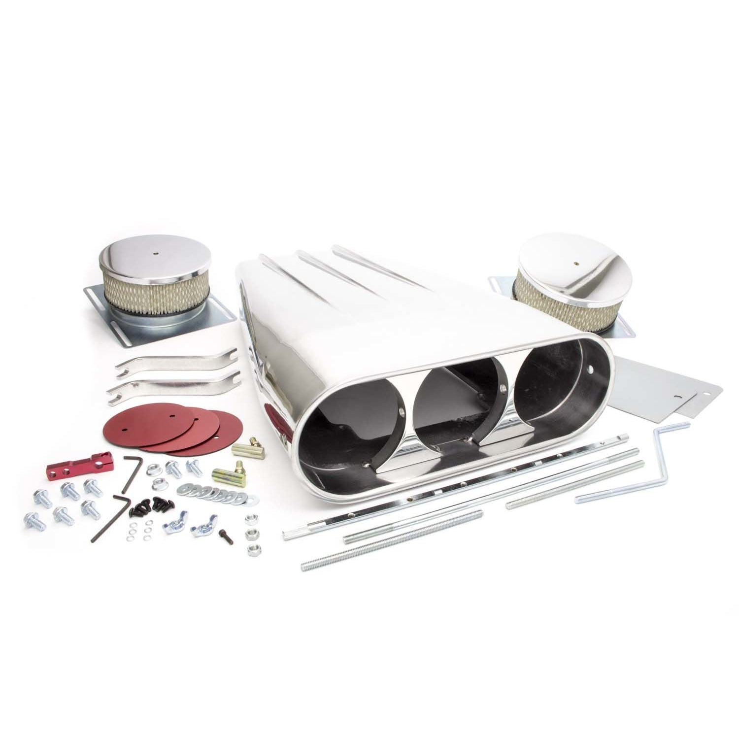 Racing Power Street Scoop Air Cleaner Assembly 20" Length Dual/Single 5-1/8" Carb Flange Aluminum - Polished