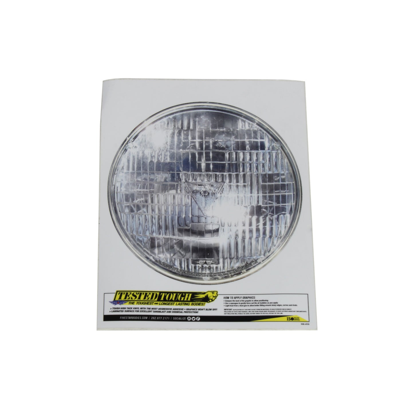 Five Star Headlight Decal - T-3 Style - Large: 7.25" Diameter