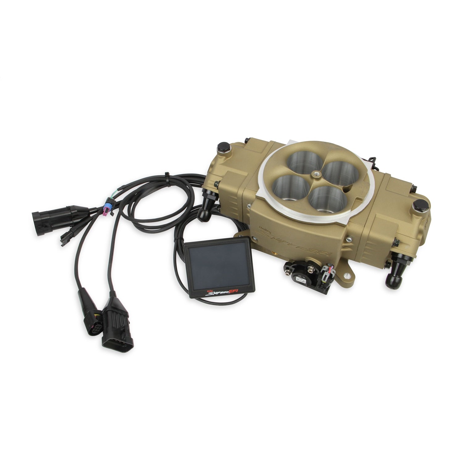 Holley Terminator X Stealth Fuel Injection System - Throttle Body - Square Bore - Fitting/Clamp/Hose - Aluminum - Gold