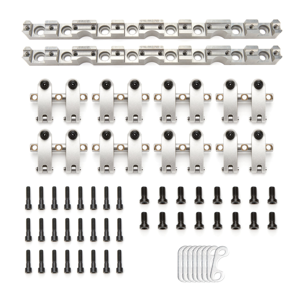 Jesel Sportsman Shaft Mount Roller Rocker Arm - 1.60 Ratio - Edelbrock Victor Jr Heads - Small Block Ford (Set of 16)
