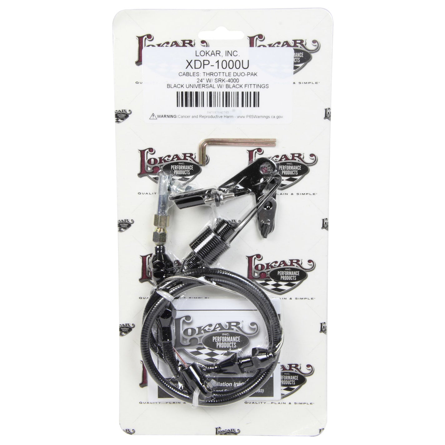 Lokar Throttle Cable - Bracket/Return Spring - Black Housing - Aluminum - Black - Universal