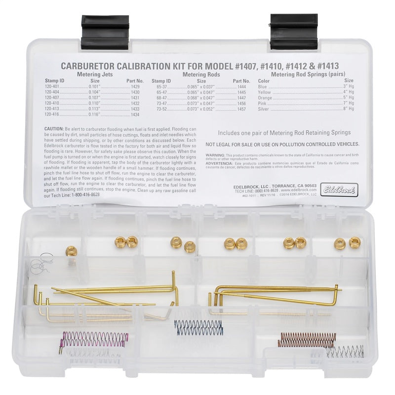 Edelbrock Performer Series Carburetor Calibration Kit - For (1407/1410/1412/1413) Carburetors