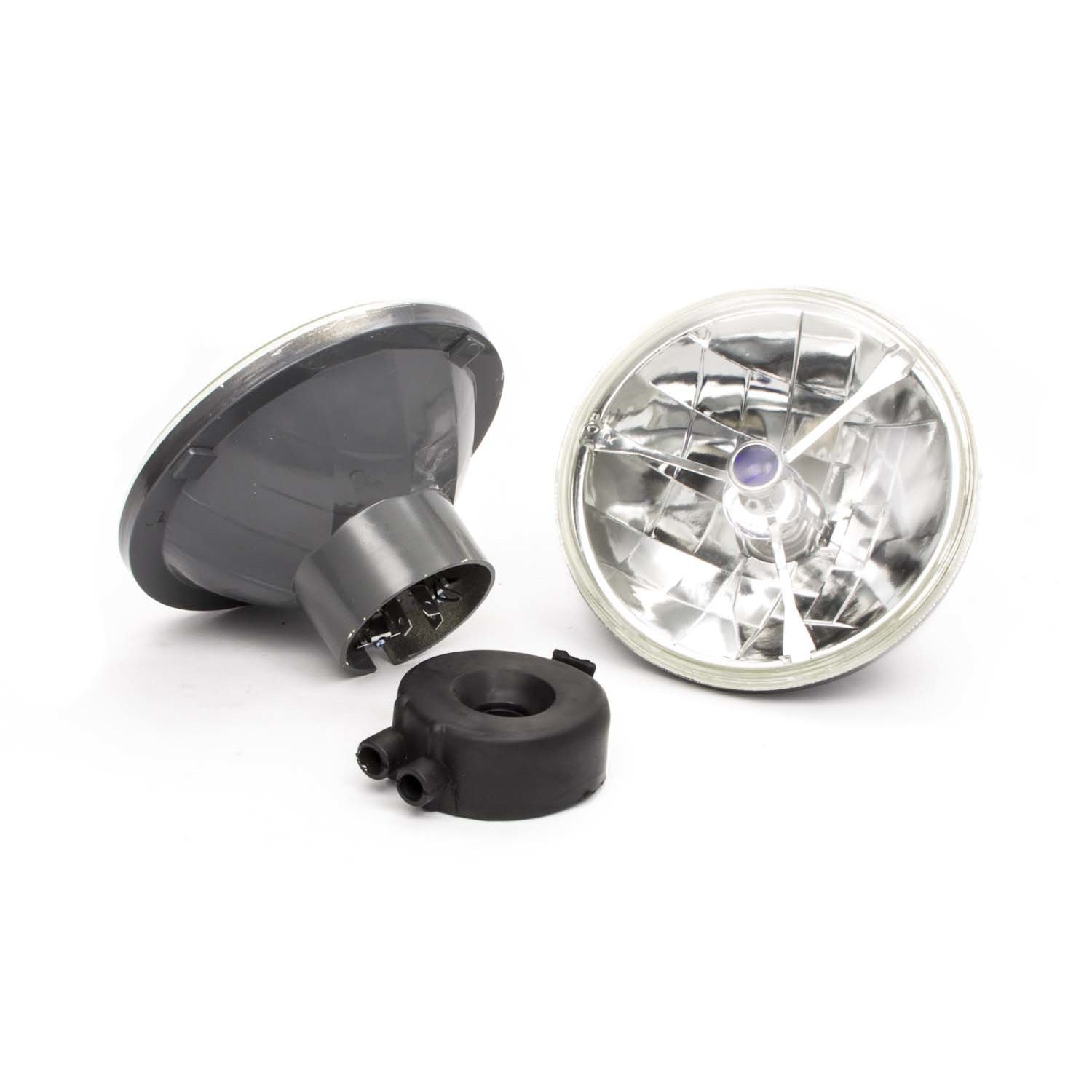 Racing Power Tri-Bar with Blue Dot Headlight 7" OD H4 Bulb Glass/Steel - Universal