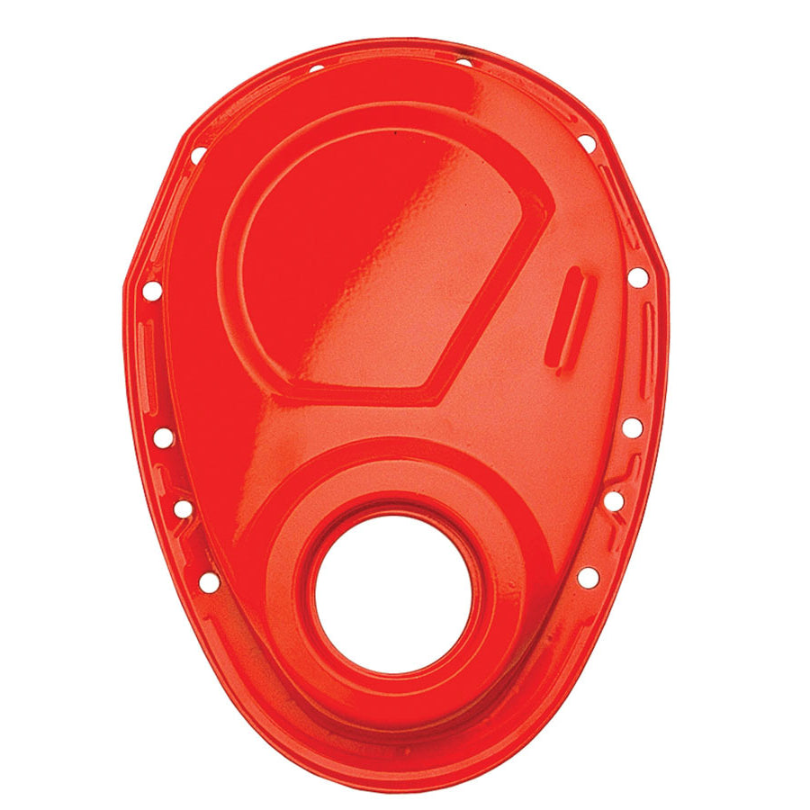 Trans-Dapt 1-Piece Timing Cover - Orange Powder Coat - Small Block Chevy