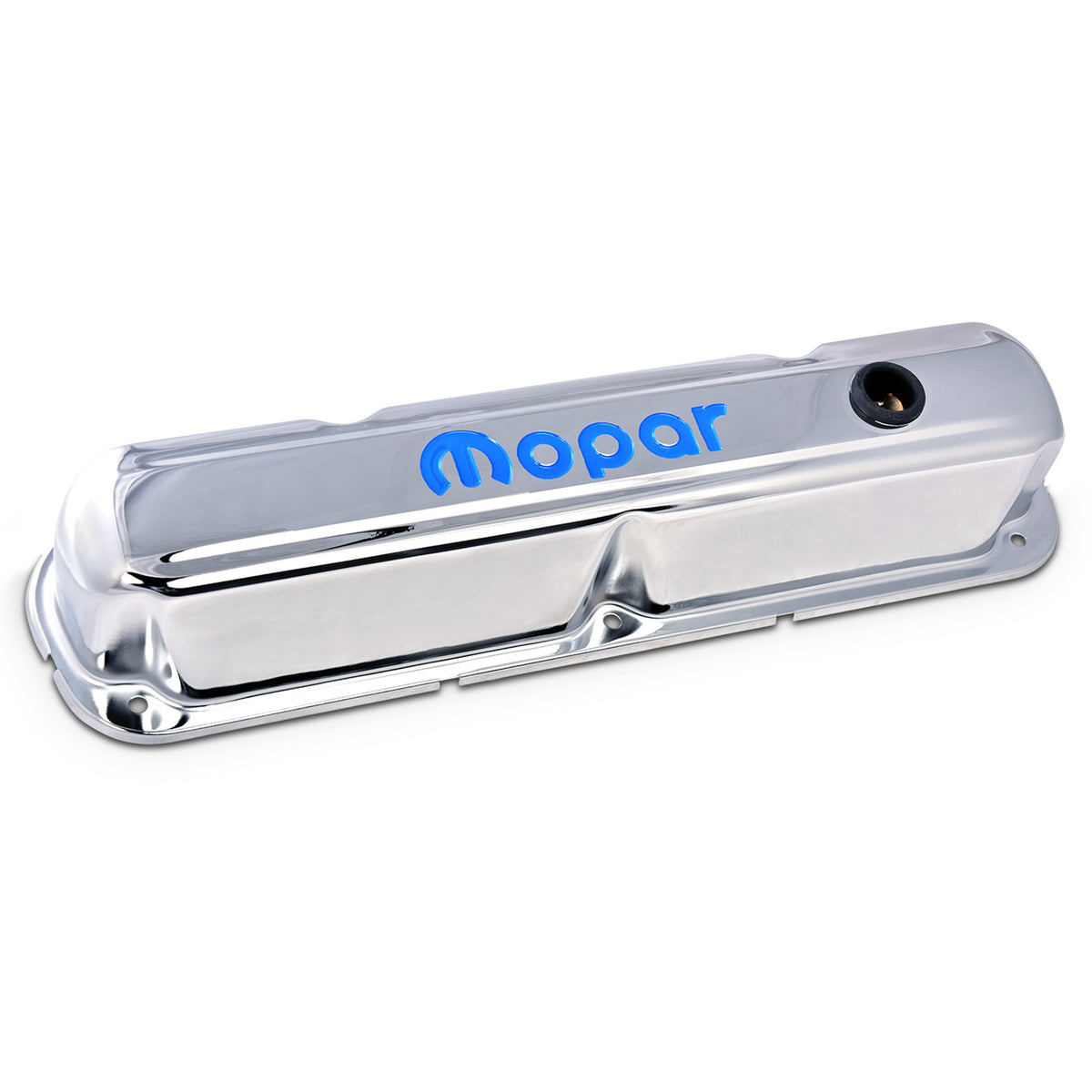 Proform Tall Valve Cover - Baffled - Breather Hole - Mopar Logo - Steel - Chrome - Small Block Mopar - (Pair)