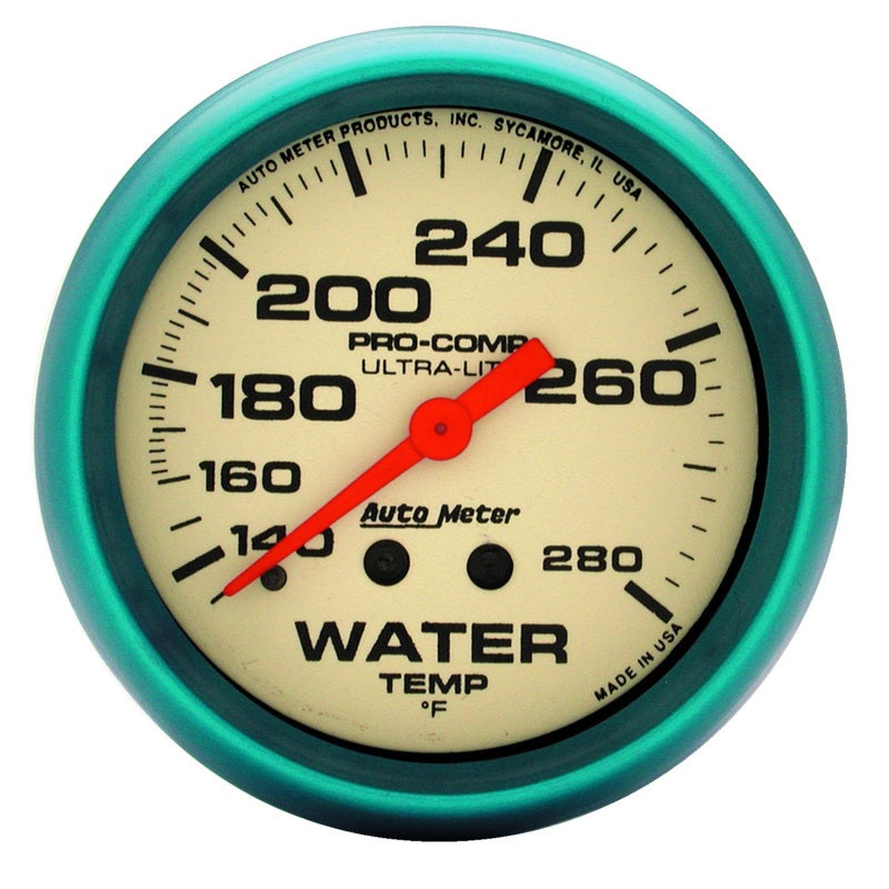 Auto Meter Ultra-Nite 140-280 Degree F Water Temperature Gauge - Mechanical