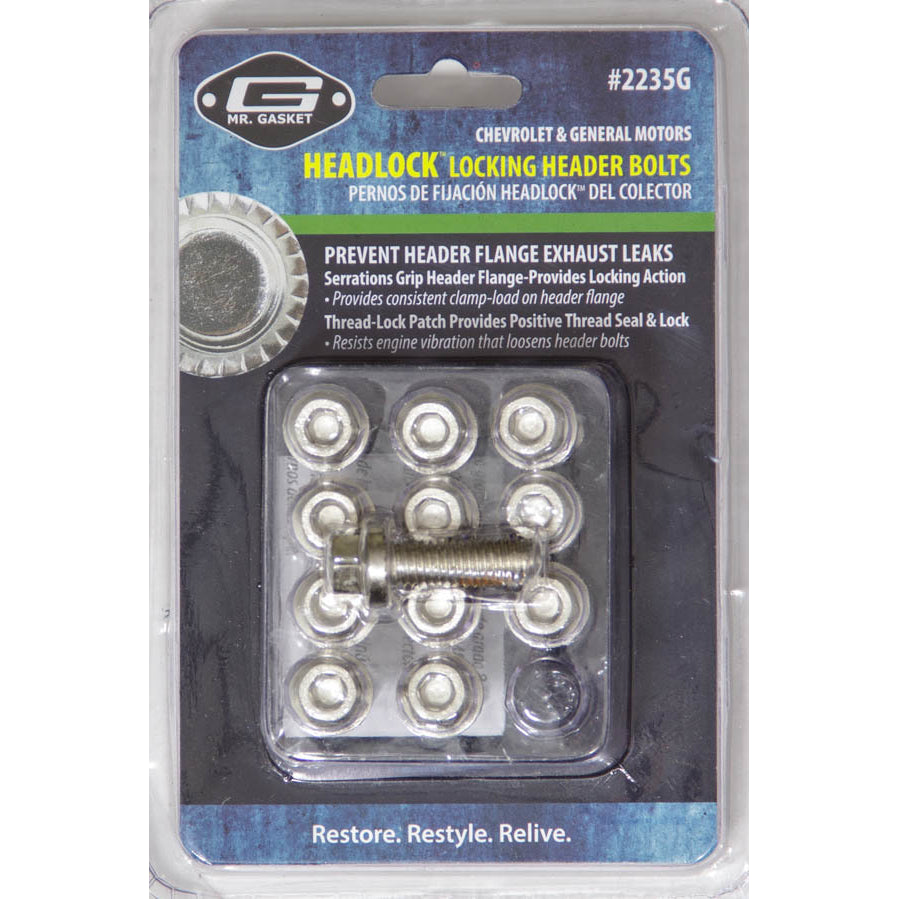 Mr. Gasket Locking Header Bolt - 8 mm x 1.25 Thread - 25 mm Long - Hex Head - GM LS-Series - Set of 12