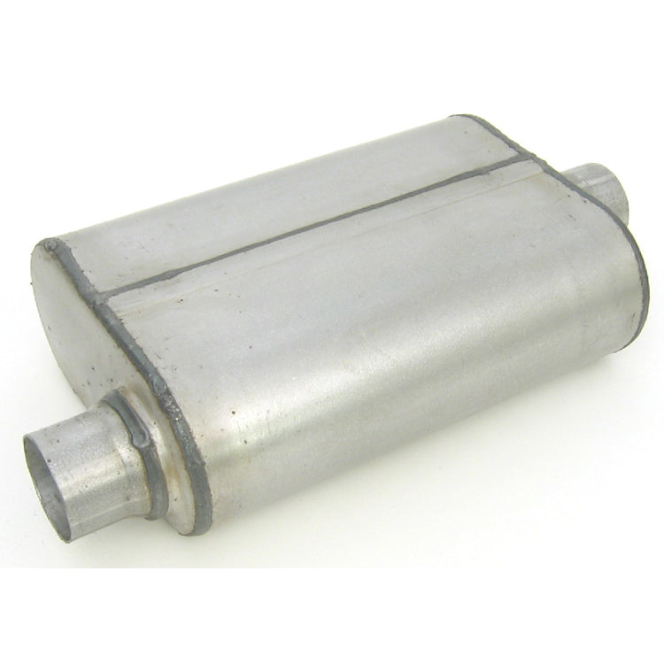 Thrush Thrush Welded Muffler - 2-1/2 in Offset Inlet - 2-1/2 in Center Outlet - 13 x 4 x 9-1/2 x 6 in Oval Body - 19 in Long