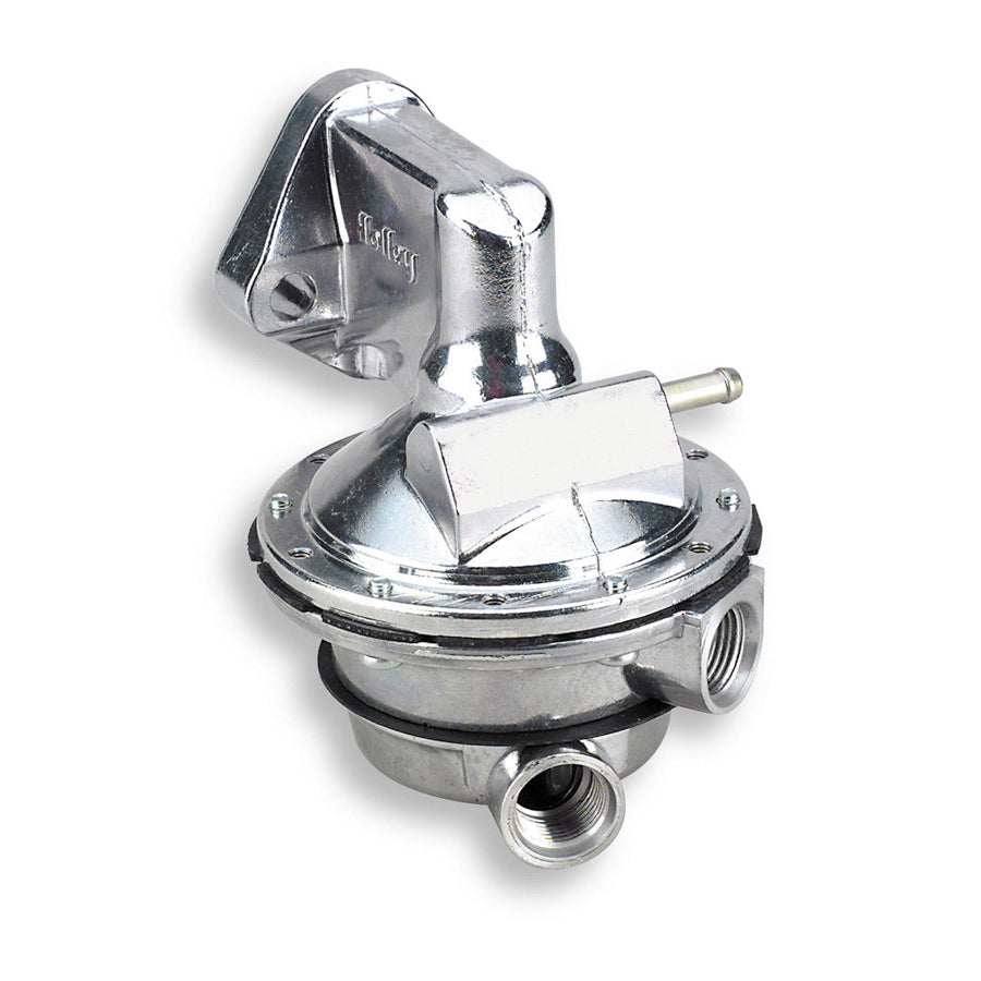 Holley Marine Mechanical Fuel Pump - 110 gph - 6.5-8 psi - 3/8 in NPT Female Inlet / Outlet - Polished - Small Block Chevy