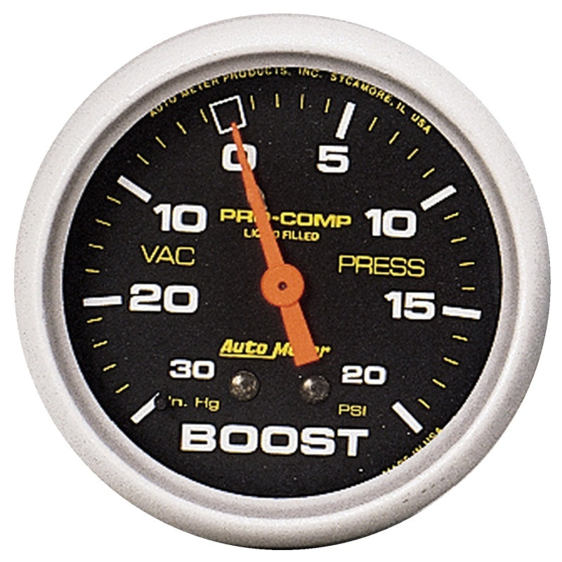 Auto Meter Pro-Comp Liquid-Filled Mechanical Vacuum/Boost Gauge - 2-5/8 in.