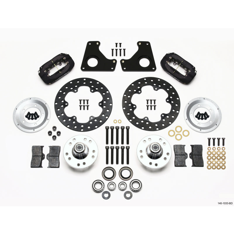 Wilwood Forged Dynalite Front Drag Brake Kit - Black Anodized Caliper - Drilled Rotor - 80-87 GM