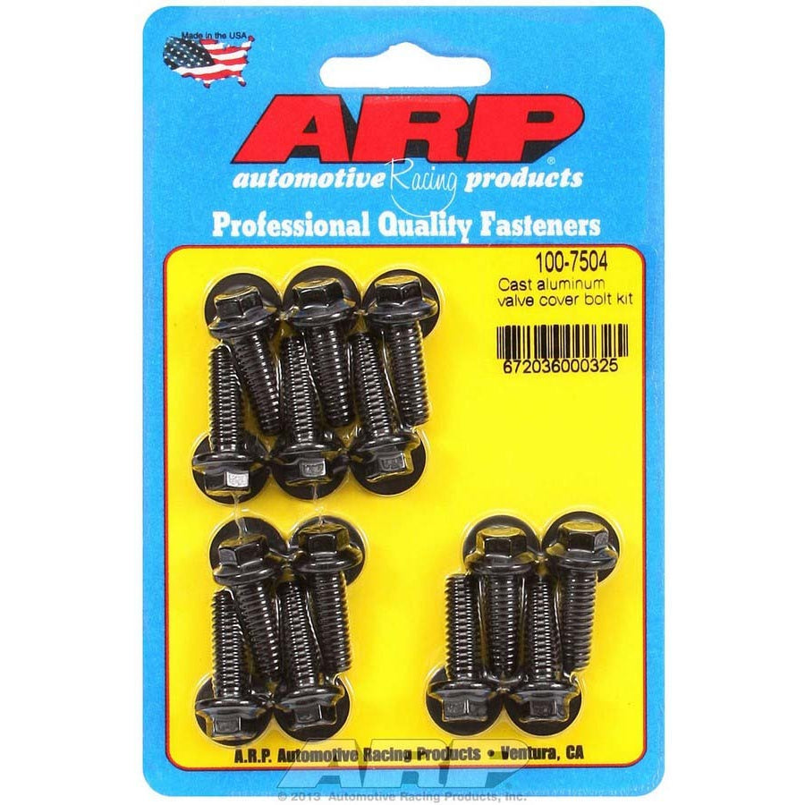 ARP Black Oxide Valve Cover Bolt Kit - For Cast Aluminum Covers - 1/4"- 20 - .812" Under Head Length - 12-Point (14 Pieces)