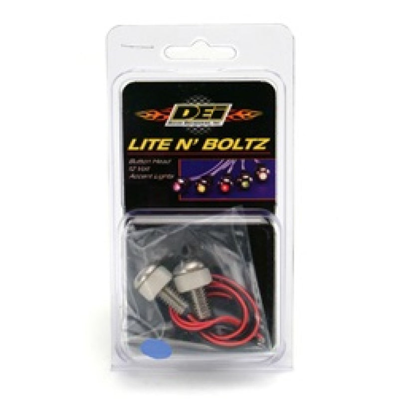 DEI Lite'N Boltz - 5/16-18" Thread - 3/4" Long - Blue LED Lighted - Stainless - Polished (Pair)