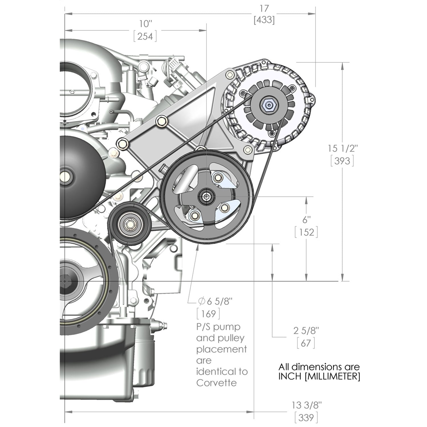 Holley LS Alternator & Power Steering Pump Accessory Drive Kit - Driver's Side Bracket