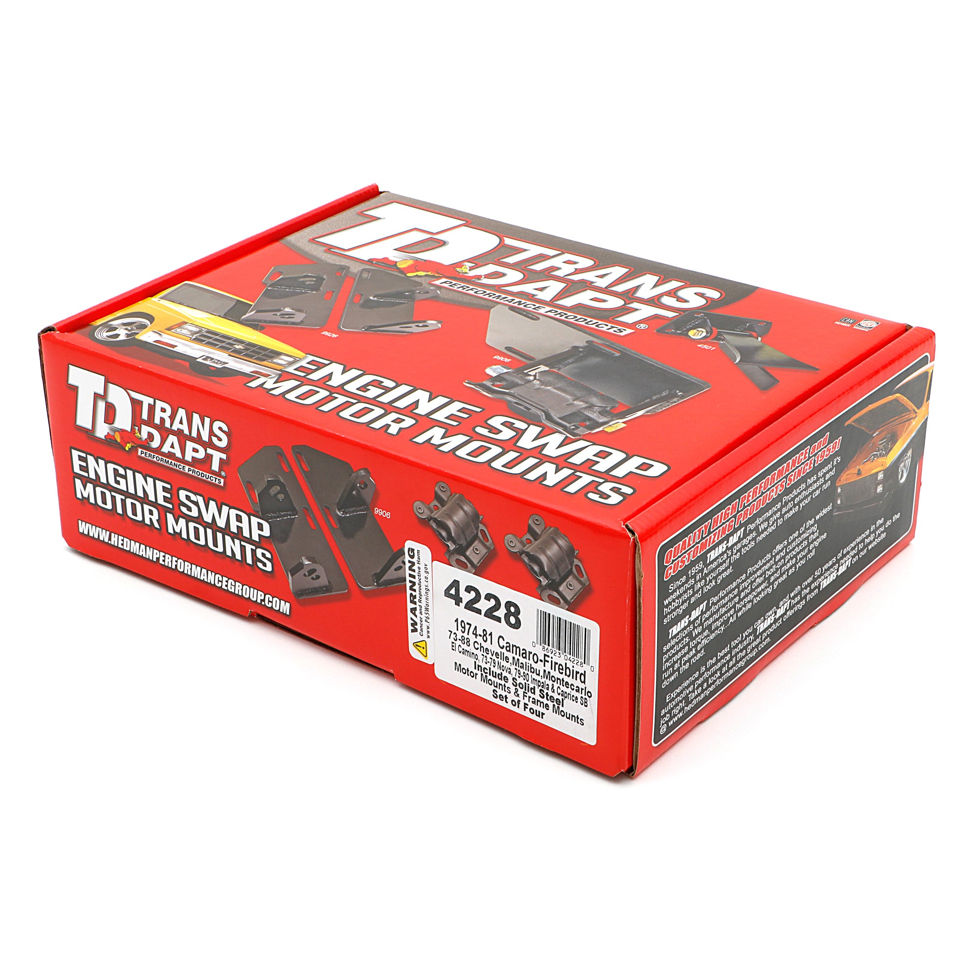 Trans-Dapt Motor Mount - Steel - Black Paint - Small Block Chevy