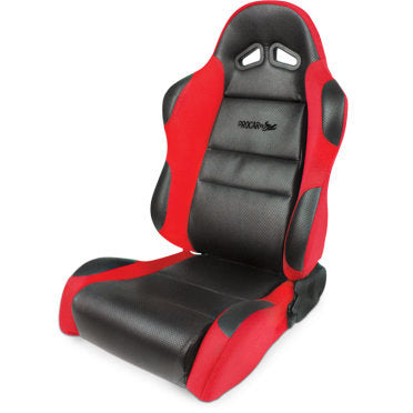 ProCar Sportsman Racing Seat - Left Side - Black Vinyl Inside - Red Velour Wings and Bolsters