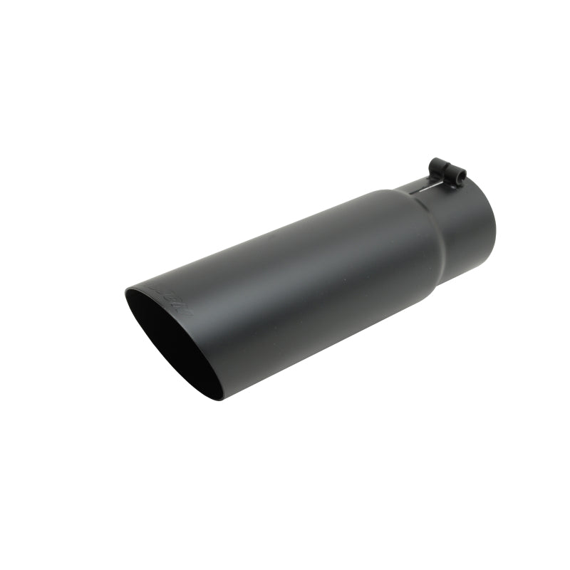 Gibson Clamp-On Exhaust Tip - 3 in Inlet - 4 in Round Outlet - 12 in Long - Single Wall - Cut Edge - Angled Cut