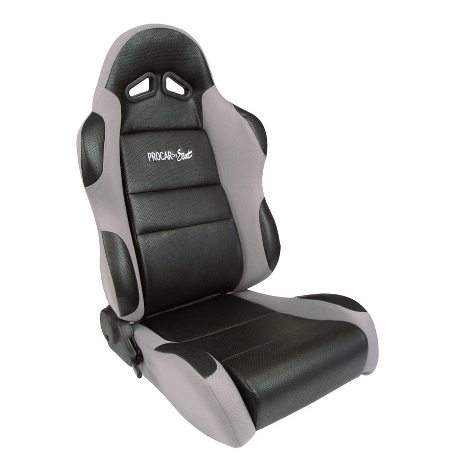 ProCar Sportsman Racing Seat - Right Side - Black Vinyl Inside - Gray Velour Wings and Bolsters