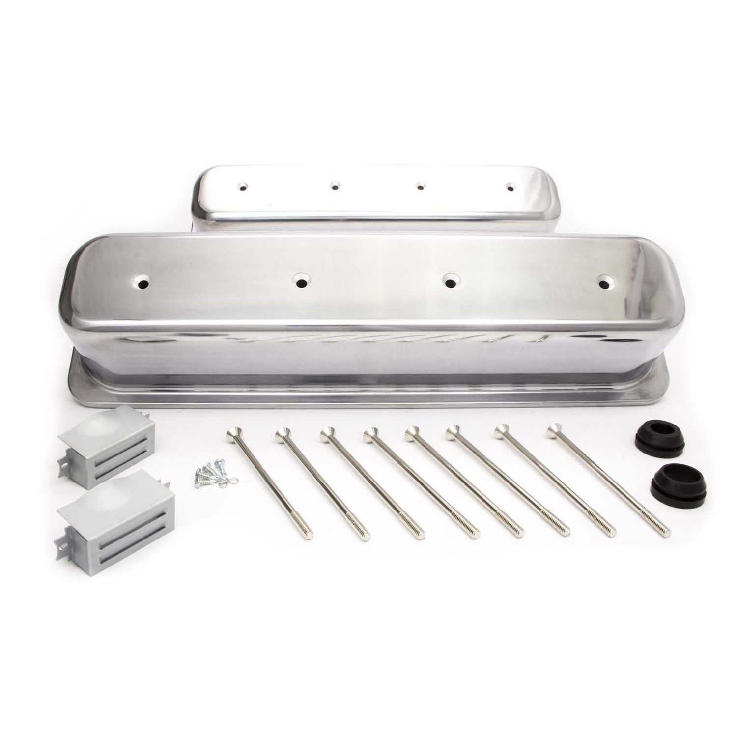 Racing Power Polished Aluminum Valve Covers - Tall - SB Chevy 87-97 Valve Covers - No Holes