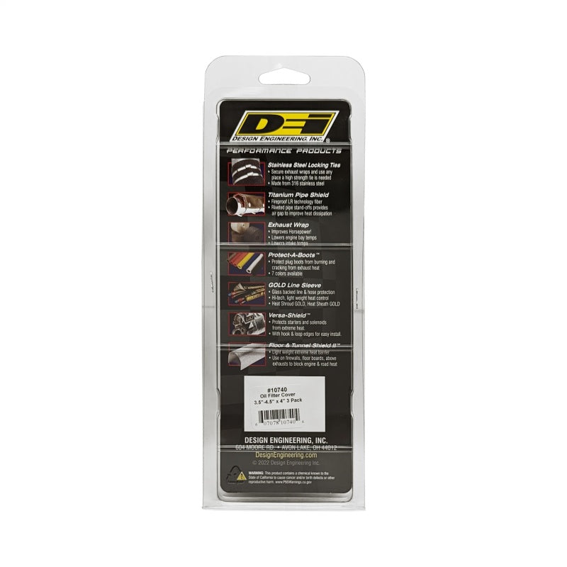 DEI Oil Filter Heat Shield - 3-1/2 x 4-1/2 x 4 " - Gold (Set of 3)