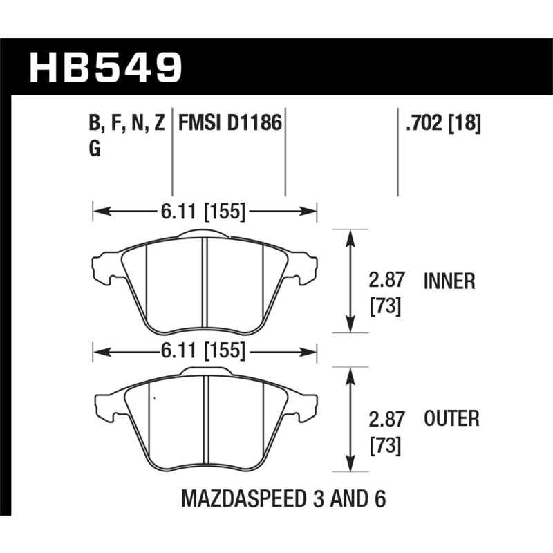 Hawk Performance HPS Compound Brake Pads High Torque Front Mazda/Volvo 2005-13 - Set of 4