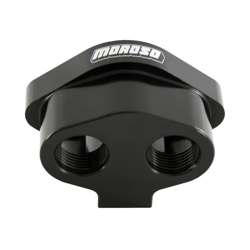 Moroso Performance Products Two 12 AN Female Inlets Remote Thermostat Housing Aluminum - Black Anodize