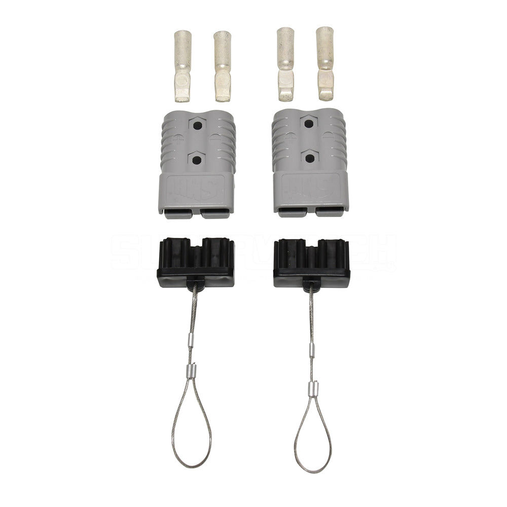 Superwinch Battery Cable Connector - Quick Connect Plug - 2-4 Gauge - End Covers - 12V - Gray