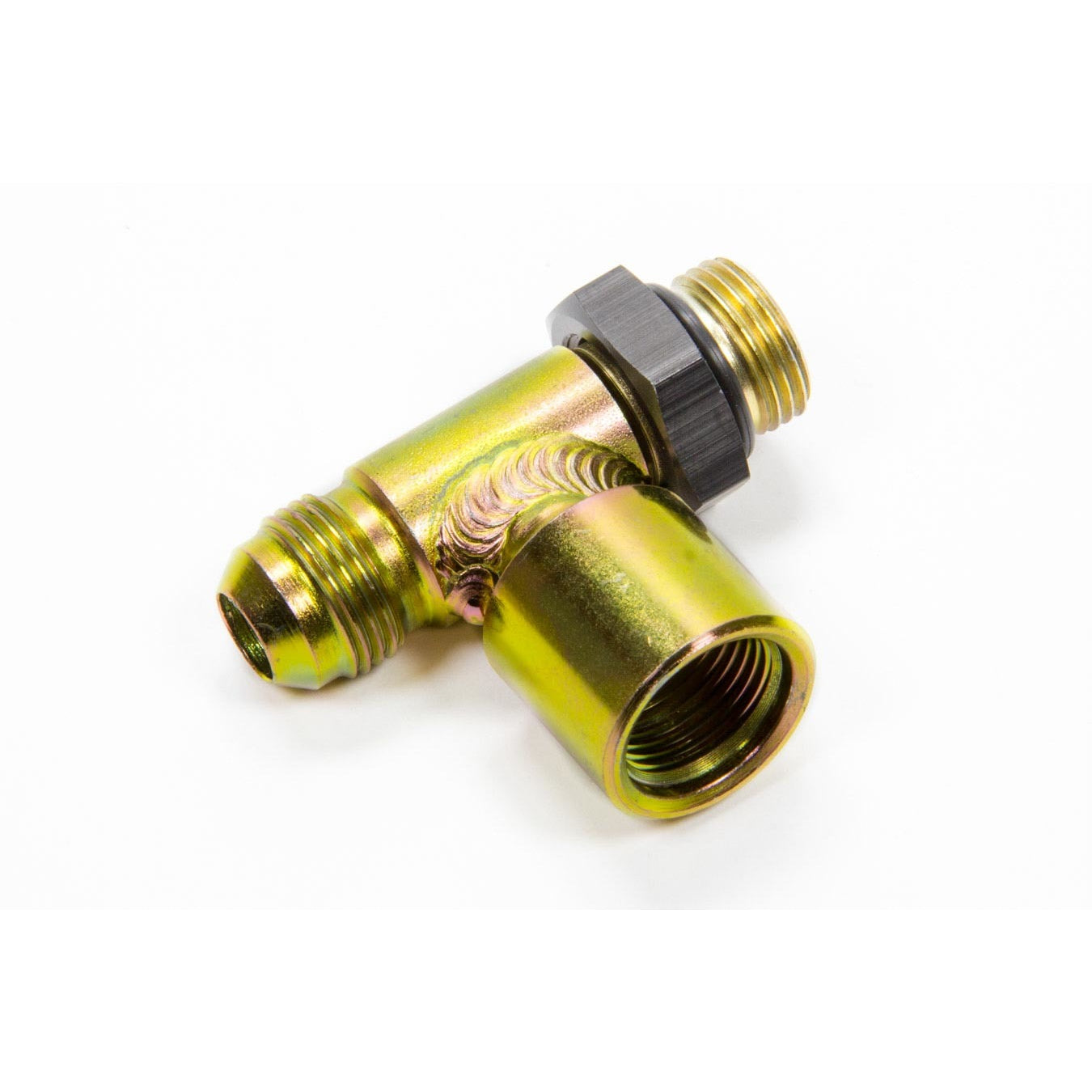ENDERLE Adapter Tee Fitting 8 AN Male x 8 AN Male O-Ring x 8 AN Female Brass Natural - Each