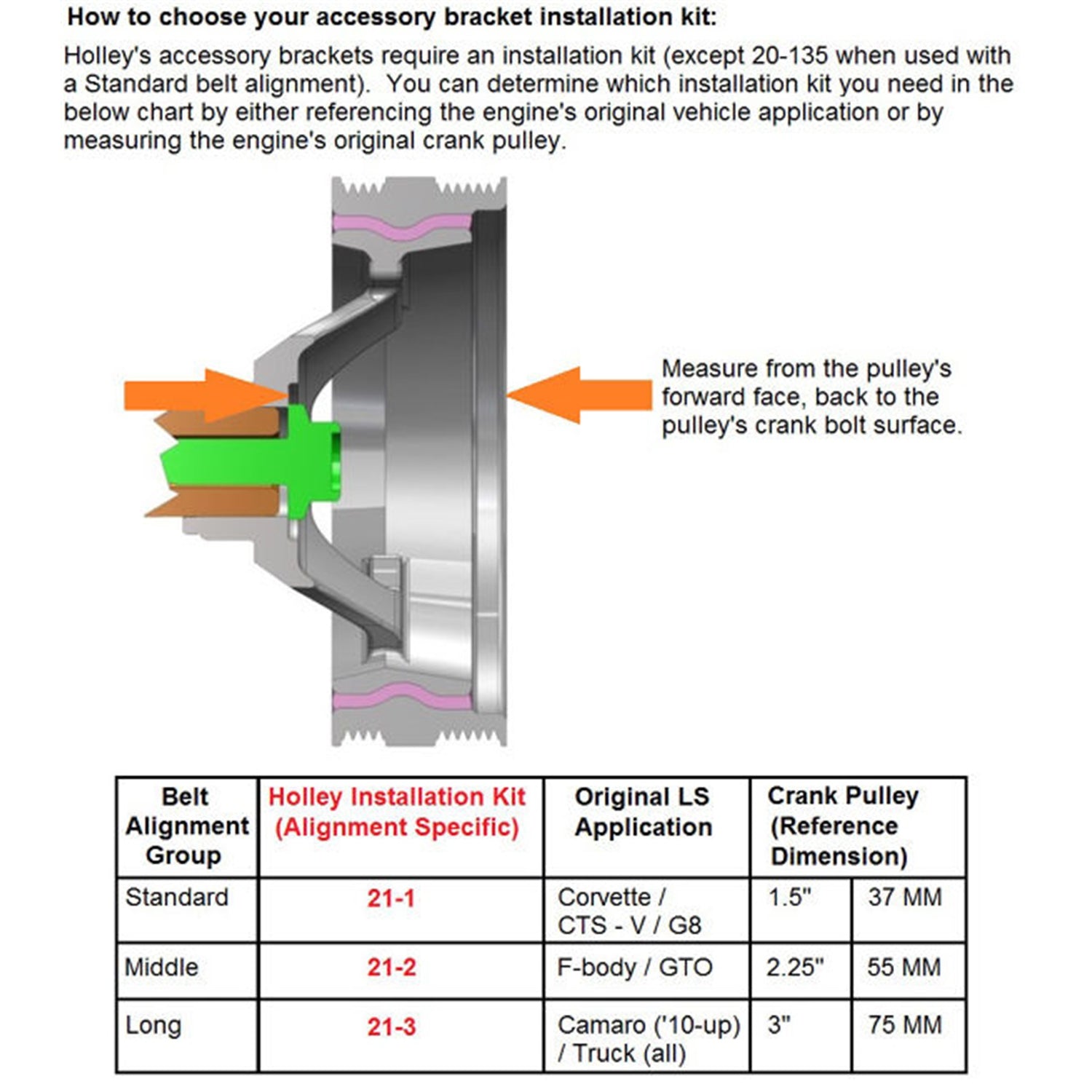 Holley LS Accessory Drive Bracket-Driver's Side Power Steering & Alt Bracket-w/o A/C or using factory A/C bracket