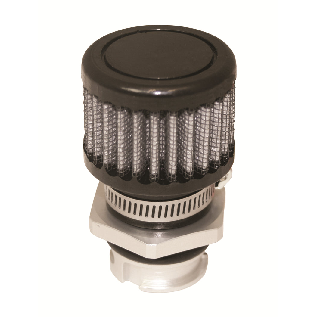 Moroso Breather - Screw-In - Round - GM LS Double Tab - Clamp-On Filter