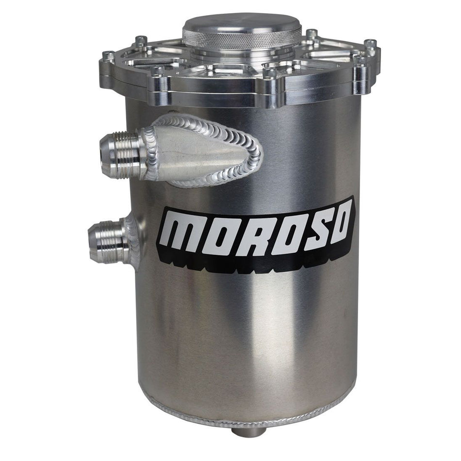 Moroso Dry Sump Oil Tank - 5 Quart - 13 in Tall - 7 in Diameter - 16 AN Male Inlet - 12 AN Male Outlet - 16 AN O-Ring Breather Port