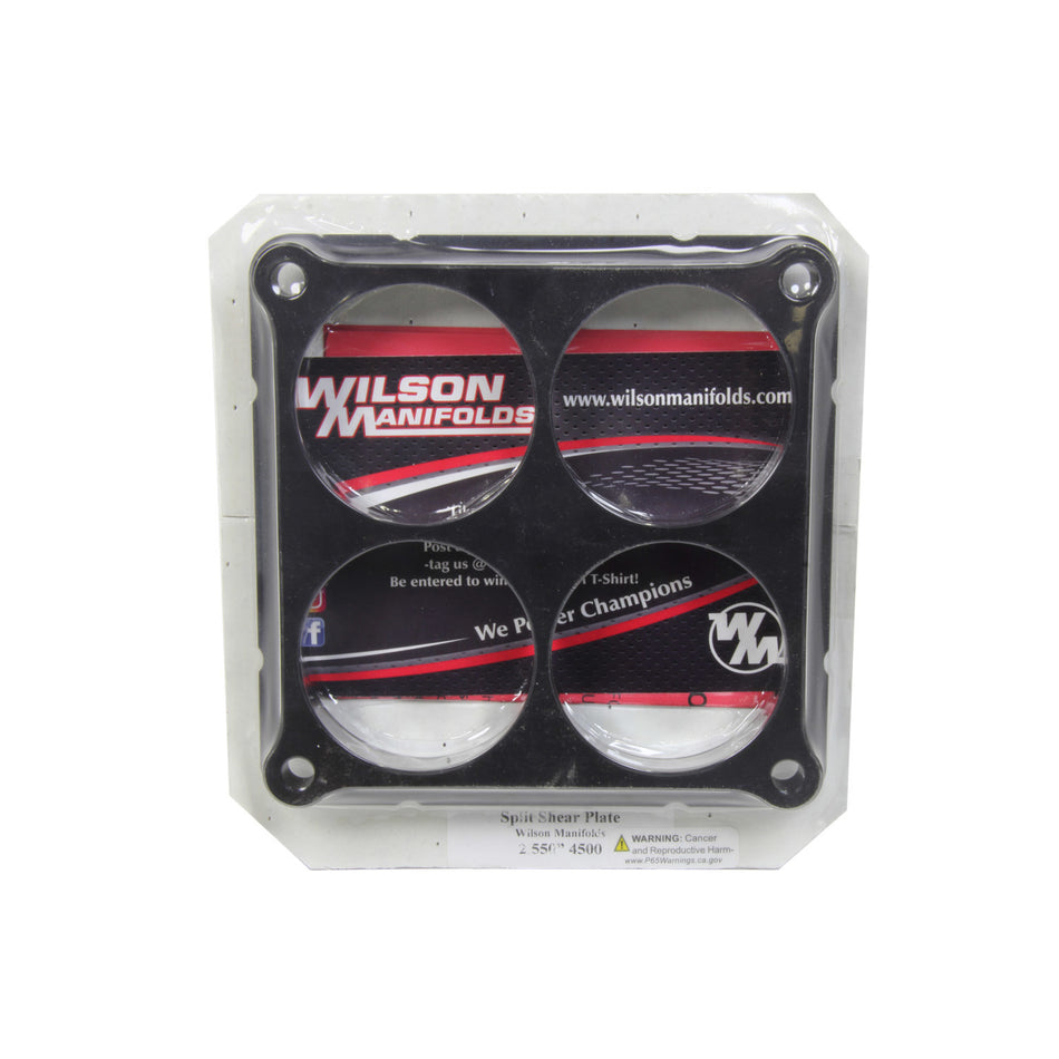 Wilson Manifolds Carburetor Shear Plate - 1/2 in Thick - 4 Bores - Square Bore - Black