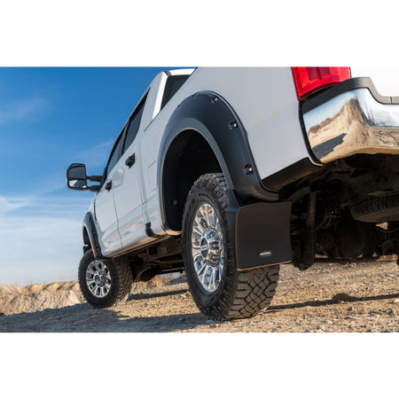 Bushwacker Trail Armor Mud Flap - Rear - Plastic - Black - Bushwacker Pocket Style Flares - F250 - (Pair)