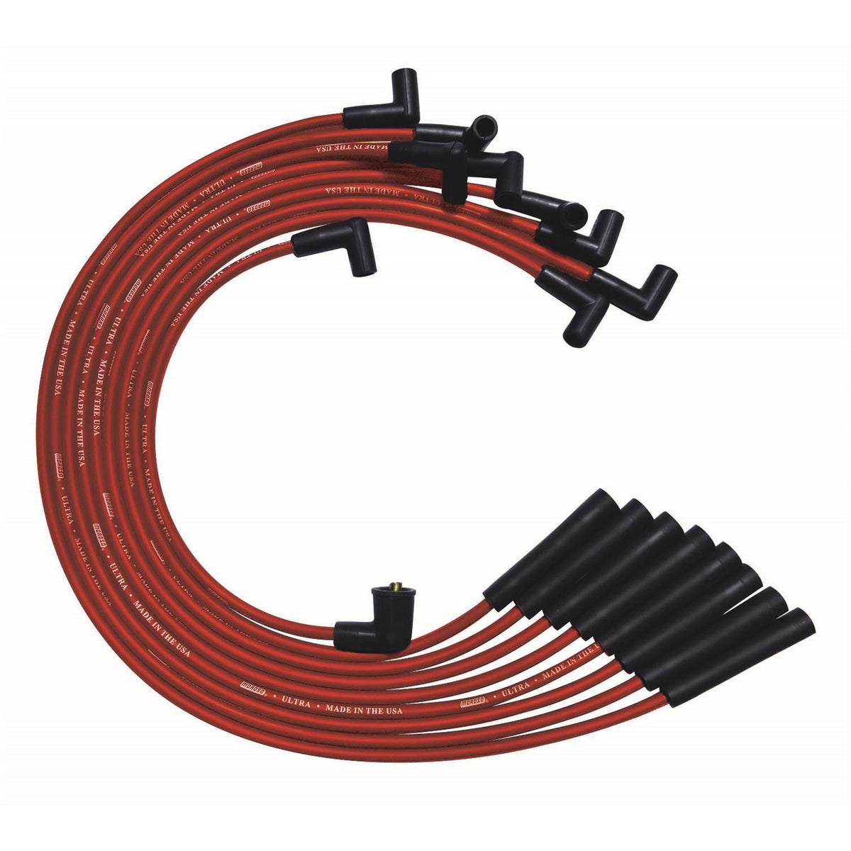 Moroso Ultra Spiral Core 8 mm Spark Plug Wire Set - Red - 135 Degree Plug Boots - HEI Style Terminal - Big Block Ford