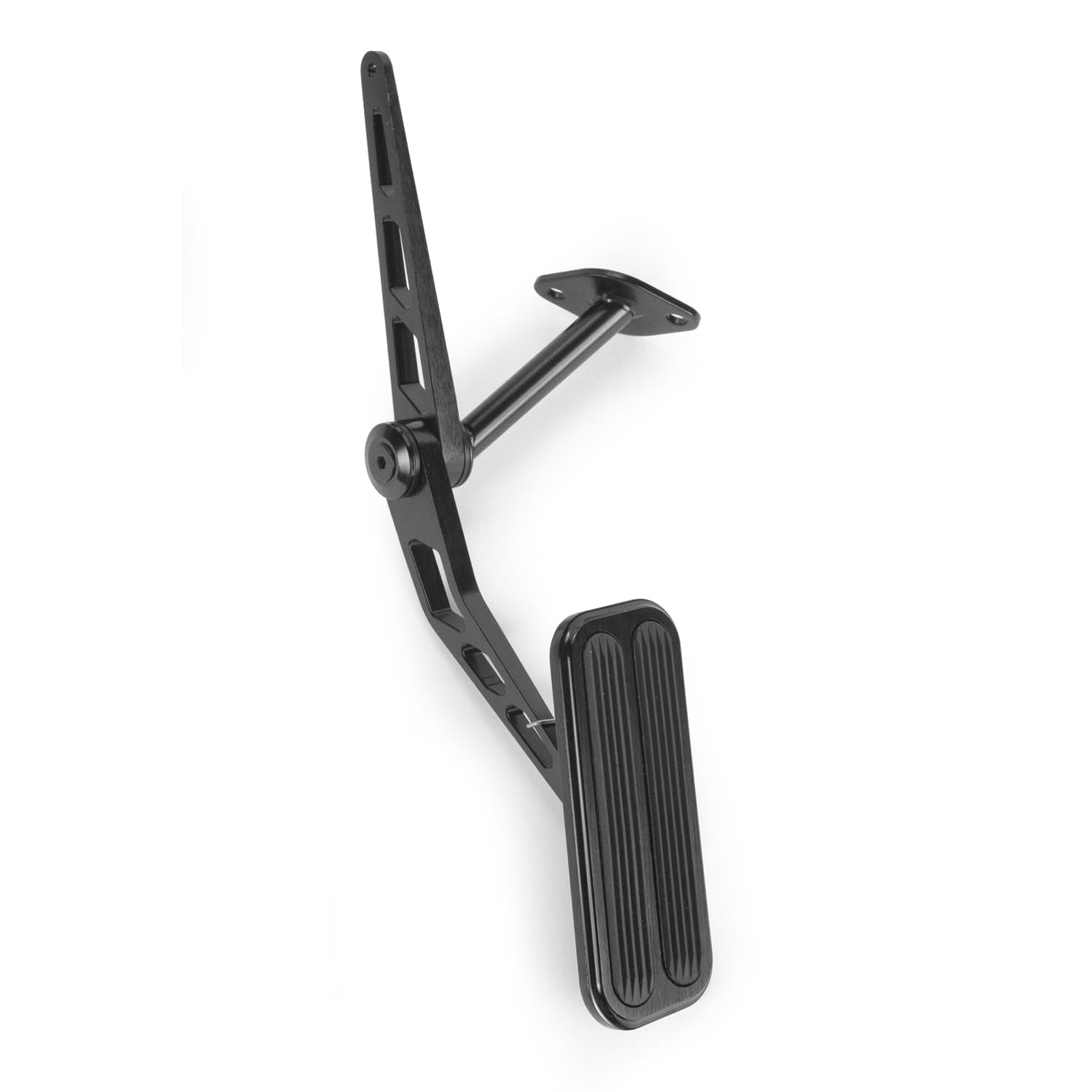 Lokar Gas Pedal - Firewall Mount - Rubber Pads - Aluminum - Black Anodize - GM A-Body 1964-67