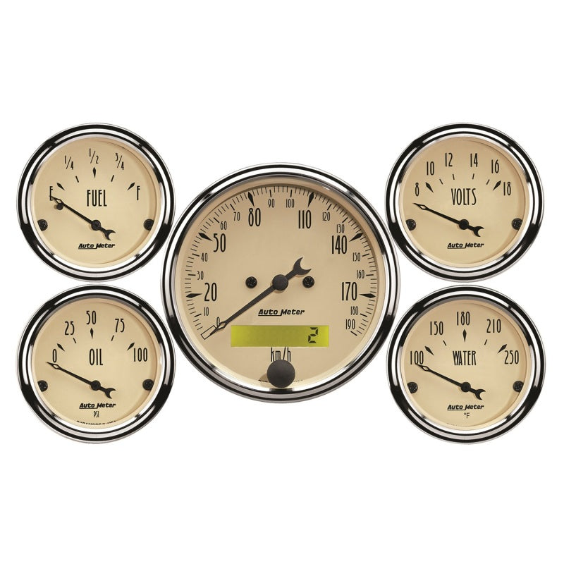Auto Meter A/B 5 Piece Gauge Kit w/ Electric Speedometer- Metric